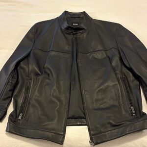 Hugo Boss Men's Black Leather Jacket